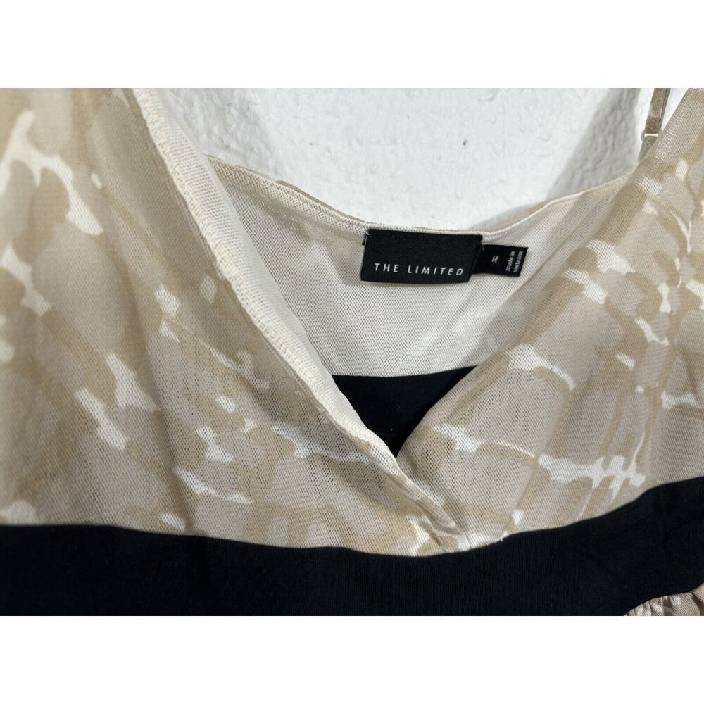 Vintage Y2K Cami Tank Top The Limited Size M Mesh Nylon Beige Geometric - Picture 7 of 9